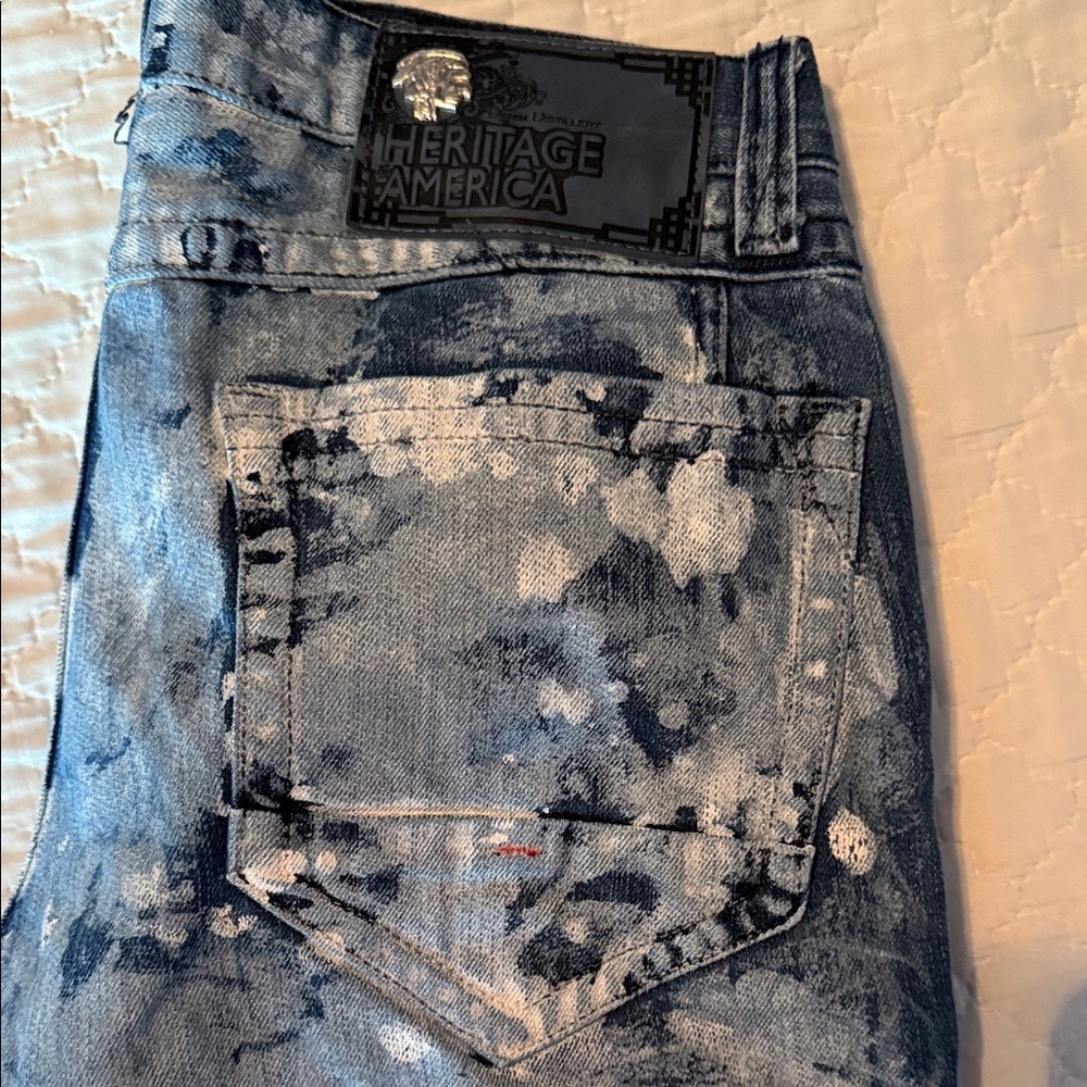 Authentic American Heritage Blue and White Men’s Skinny Jeans